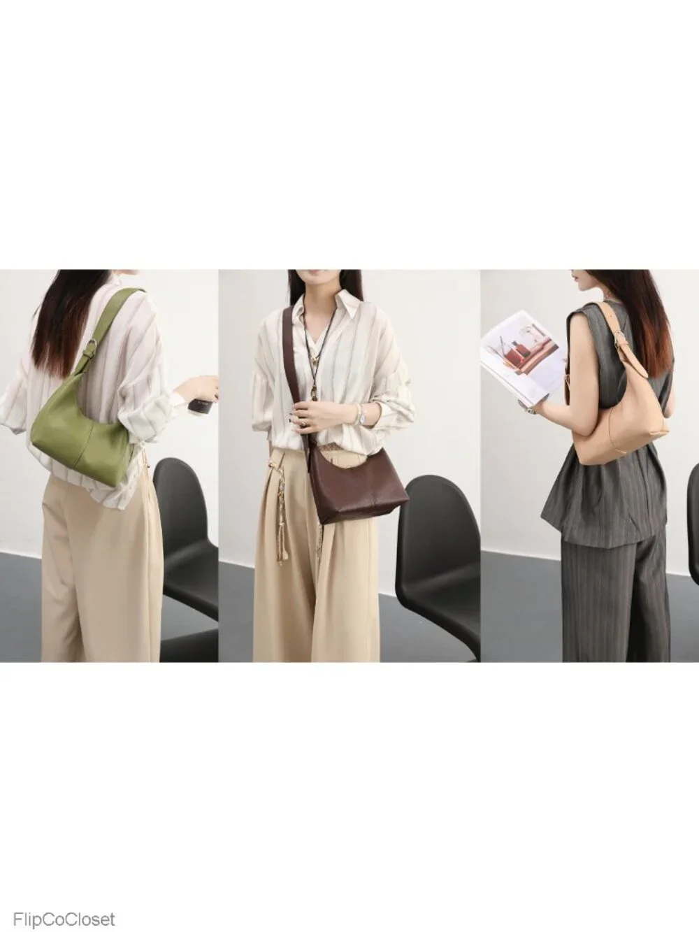 Hobo Shoulder Bag Faux Leather Crescent Crossbody Purse 2 Straps Women